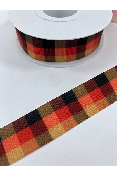 Hobigram Πορτοκαλί κόκκινο καρό μοτίβο Grosgrain κορδέλα – κορδέλα, κομψό σχέδιο, γυναικείο αξεσουάρ