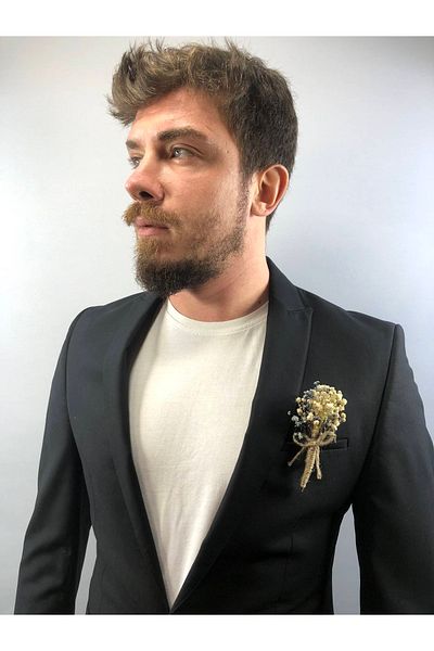 Hobigram Smoked Grass Groom Boutonniere 5 Pieces – Τεχνητό & Ξηρό Λουλούδι, Κομψό Σχέδιο, Γυναικείο Αξεσουάρ – Τεχνητό Λουλούδι