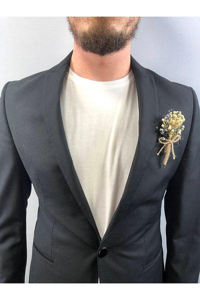Hobigram Smoked Grass Groom Boutonniere 5 Pieces – Τεχνητό & Ξηρό Λουλούδι, Κομψό Σχέδιο, Γυναικείο Αξεσουάρ – Τεχνητό Λουλούδι