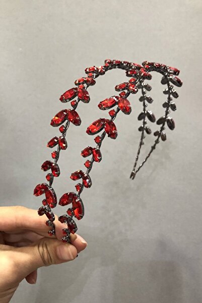 Hobigram Culoare roșie dublu rând Henna și coroană de mireasă – Design specia...