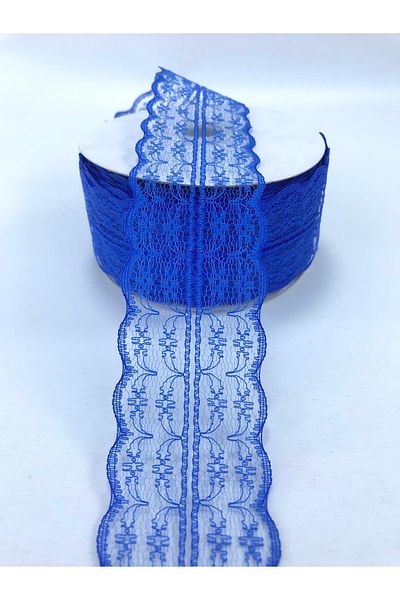 Hobigram Panglică din dantelă albastră Saks 3 metri – Panglică decorativă, Design elegant, Accesoriu pentru femei – Panglică decorativă