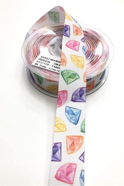 Hobigram Κορδέλα Grosgrain με κρυστάλλινο σχέδιο 2,5 cm – Κορδέλα, Κομψό Σχέδιο, Γυναικείο Αξεσουάρ – Κορδέλα – Κορδέλα