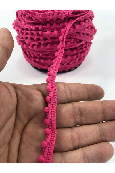 Hobigram Fuchsia Little Pompom 5 Yards – Διακοσμητική κορδέλα, Κομψό Σχέδιο, Γυναικείο Αξεσουάρ – Διακοσμητική Κορδέλα