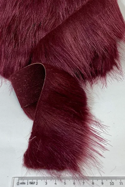 Hobigram Burgundy Artificial Plush Ribbon Faux Fur – Decorative Ribbon, Stylish Design, Women's Accessory – Decorative Ribbon