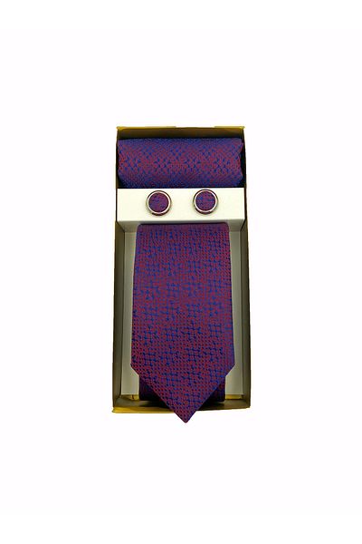 Brianze Purple Tie Handkerchief Cufflink Boxed Gift Set