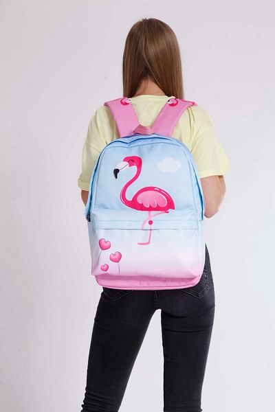 KAUKKO Geantă de școală stratificată Rainbow Flamingo (k1395)