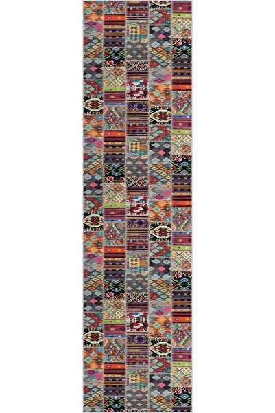 Viva Weaver's Makinede Yıkanabilir Kaymaz Tabanlı Patchwork Rulo Yolluk Halı Ar980