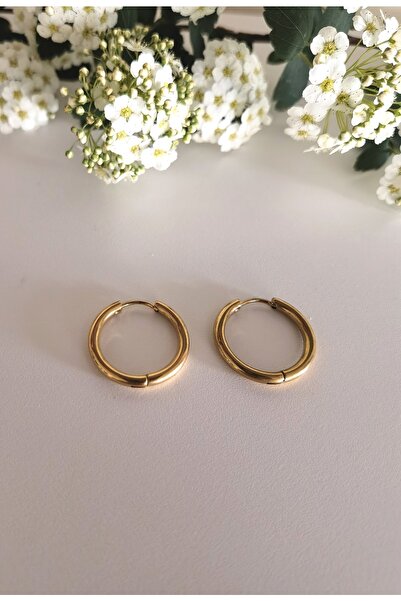 Bylin حلق ستانلس ستيل ذهبي - القطر الداخلي 15 ملم - السمك 2.5 ملم - زوج واحد