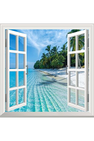 StickerArt Pencere Poster Duvar Kağıdı Sahil Deniz Yapışkanlı Sticker