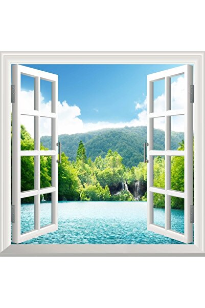 StickerArt Pencere Poster Duvar Kağıdı Göl Ağaçlar Yapışkanlı Sticker