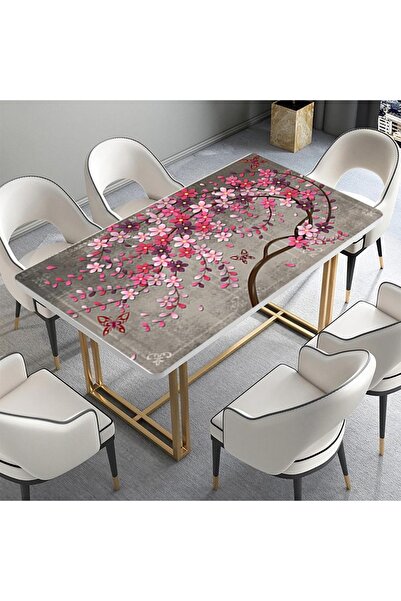 StickerArt Masa Kaplama Folyosu Mobilya Masa Kaplama Folyoları 3d Ağaç Mor Çiçek