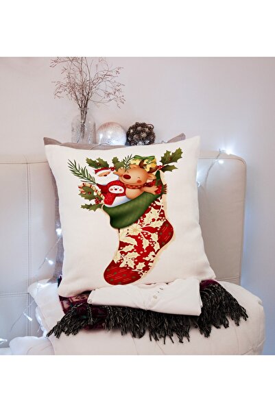 LadiesHome Husă de pernă cu model de Anul Nou, cu două fețe, cu imprimeu cu d...