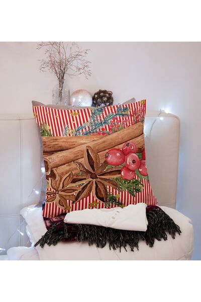 LadiesHome Μαξιλαροθήκη με Πρωτοχρονιάτικο Σχέδιο Διπλής Όψης με τύπωμα Ειδικού Σχεδιασμού