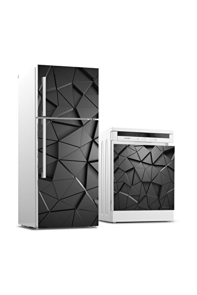 StickerArt Buzdolabı Ve Bulaşık Makinası Beyaz Eşya Sticker Kaplama 3d Tangram