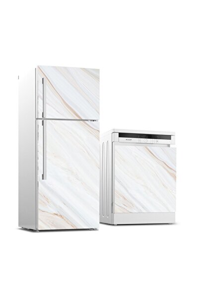 StickerArt Buzdolabı Ve Bulaşık Makinası Beyaz Eşya Sticker Kaplama Mermer Doku