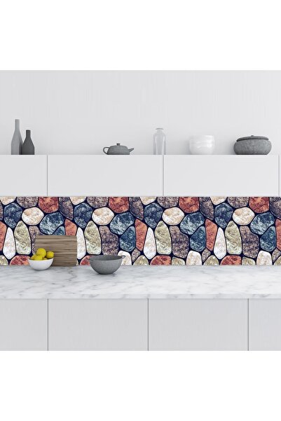 StickerArt Mutfak Tezgah Arası Folyo Fayans Kaplama Folyosu Mermer Taş Doku 6...