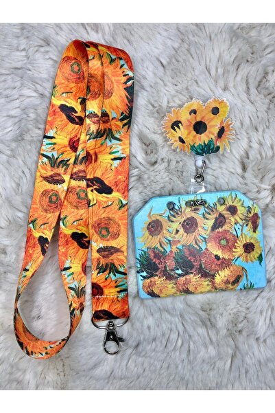 Hediyebum Σετ λουράκι λαιμού Van Gogh Sunflower Yoyo και θήκη για κάρτες