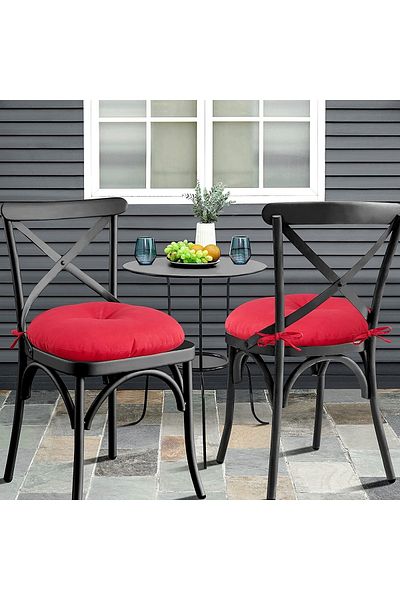 Çınar Reklam & Dış Ticaret Round Chair Cushion Set of 2 Red