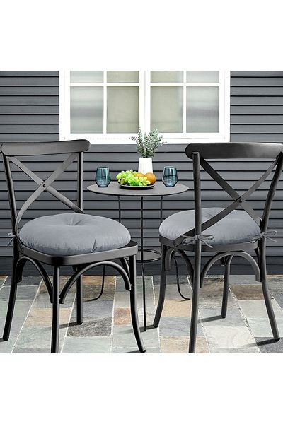 Çınar Reklam & Dış Ticaret Round Chair Cushion Set of 2 Gray
