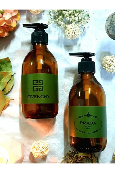 Saccura Decor Σετ αξεσουάρ μπάνιου με 2 Amber Givenchy&prada Προσωπική Περιποίηση Σαπουνιού