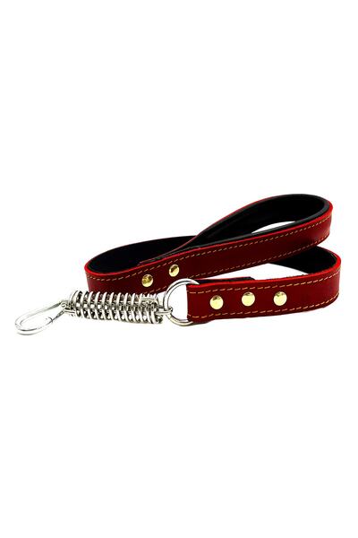 Tasma Market Red-Black Leather Dog Walking Collar