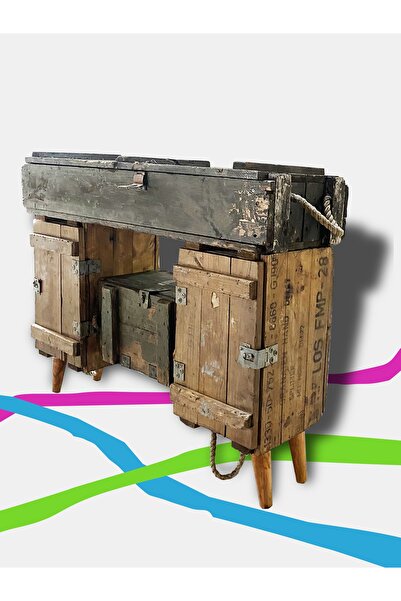 KUT TASARIM Ahşap Askeri Sandık Tv Ünitesi