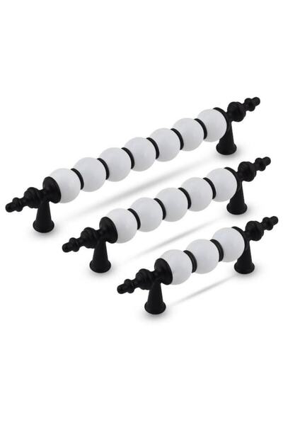 Asil Metal Polimer Boncuk Lüks Modern Dolap Çekmece Kulpları (128 Mm ) Siyah ...
