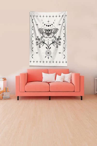 Latibule Beige Butterfly Stain Resistant Velvet Fabric Wall Cover Wall Carpet...