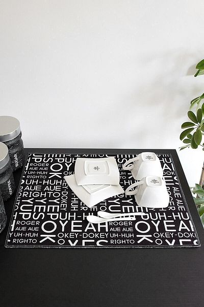 meditroia Covoraș de uscare vase imprimat 48x36 cm Husă cârpă de uscare Tr-060 Negru Imprimat uscare