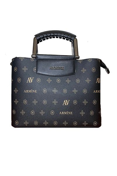 Armine 223 Women's Hand and Shoulder Bag - Black Printed