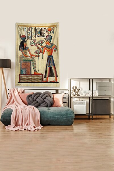 Latibule Bej Kleopatra Leke Tutmaz Kadife Kumaş Duvar Örtüsü Duvar Halısı Tapestry