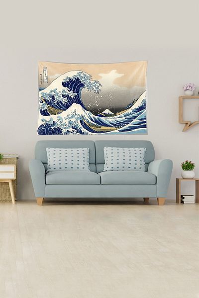 on the clouds Λευκό Katsushika Hokusai Wave Series Αδιάβροχο βελούδινο ύφασμα Ταπετσαρία τοίχου Ταπετσαρία τοίχου