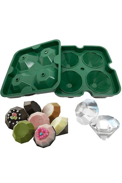 Gurme Chef Silicone 4-Piece Diamond Ice Mold, Green