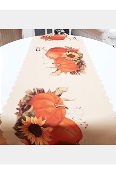 Körfez Kırlent Yaz Desen Balkabağı Model Dekoratif Runner 40x140cm