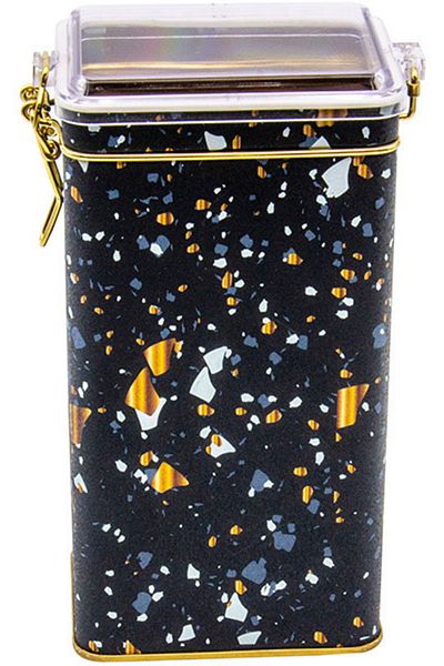 EVLE Er053-1h Terrazzo Black Patterned Rectangular Metal Storage Container 8x10 Cm