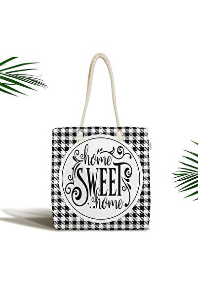Realhomes Чорно-біла картата сумка через плече Home Sweet Home на блискавці