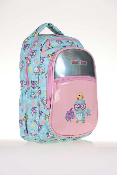 KAUKKO Kids & Love Owl School Bag 39x29x16 Patent Leather Hologram (l5070)