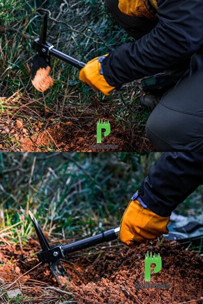 pratikoutdoor Kamp Küreği, Katlanır Multi Çelik Kürek, Çekiç, Çapa, Multitools Katlanır Kürek