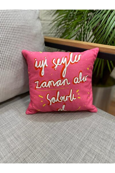 by ballı biocotton Espirili Sevimli Hediyelik Minik Kırlent Yastık 28x28 Dijital Baskı