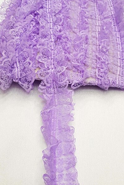 Hobigram Dantel Çeşitleri Lila Çift Taraflı Dantel Fırfır 4 Cm – Dekoratif Şe...