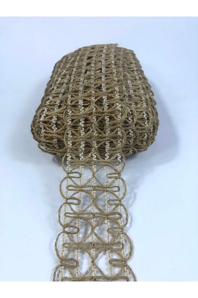 Hobigram Panglică decorativă cu detaliu de frânghie cremă din paie – Design special, accesoriu, producție de calitate, stil atrăgător – D