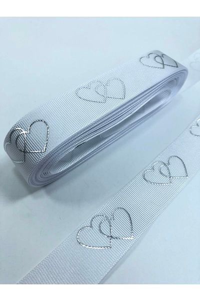Hobigram Κορδέλα Grosgrain με μοτίβο καρδιάς με λευκό φύλλο – Κορδέλα, Κομψό Σχέδιο, Γυναικείο Αξεσουάρ – Κορδέλα