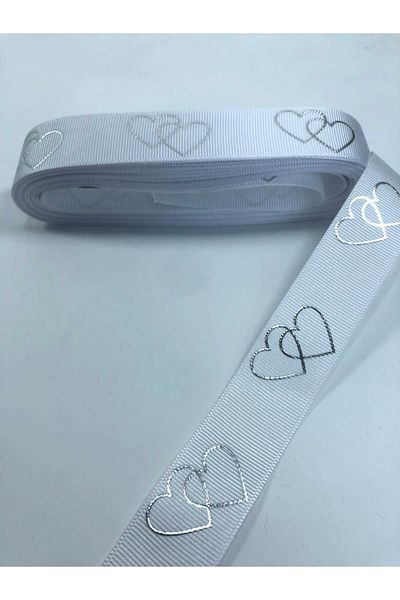 Hobigram Κορδέλα Grosgrain με μοτίβο καρδιάς με λευκό φύλλο – Κορδέλα, Κομψό Σχέδιο, Γυναικείο Αξεσουάρ – Κορδέλα