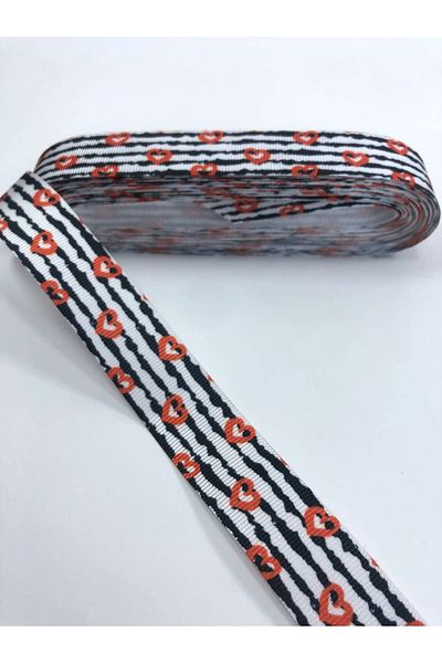 Hobigram Ριγέ κορδέλα Grosgrain με μοτίβο μικρής καρδιάς – Προσαρμοσμένο σχέδιο, αξεσουάρ, ποιοτική παραγωγή, λαμπερή στυλ