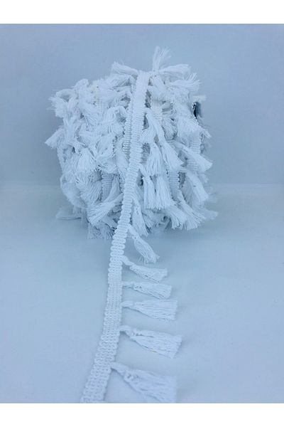 Hobigram Λευκή βαμβακερή φούντα – Ειδικό σχέδιο, αξεσουάρ, ποιοτική παραγωγή, εντυπωσιακό στυλ – διακοσμητική κορδέλα