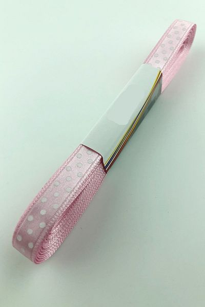 Hobigram Baby Pink Polka Dot Satin Ribbon 1 cm – Κορδέλα, Κομψό Σχέδιο, Γυναικείο Αξεσουάρ – Κορδέλα