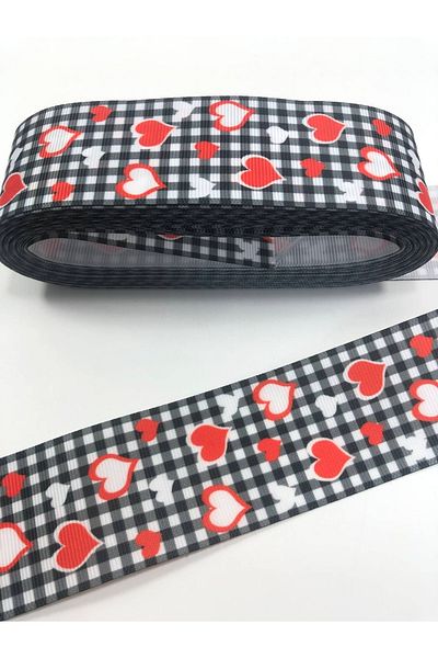 Hobigram Μαύρη καρό μικρή καρδιά Grosgrain κορδέλα – Προσαρμοσμένο σχέδιο, αξεσουάρ, ποιοτική παραγωγή, εντυπωσιακό στυλ