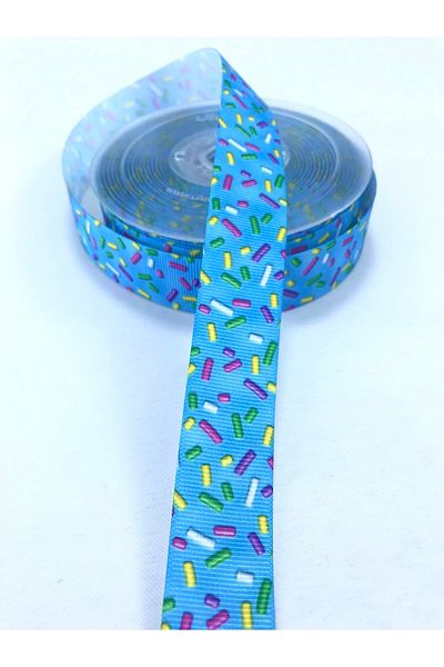 Hobigram Panglică Grosgrain cu model de bomboane de culoare albastră – Design special, accesoriu, producție de calitate, stil atrăgător