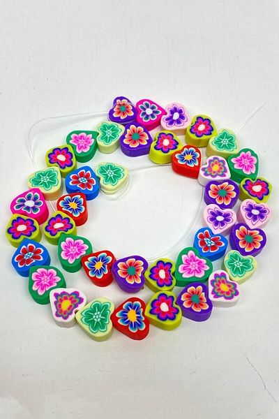 Hobigram Floral Fimo Beads με πολύχρωμες φιγούρες καρδιών – Ειδικό σχέδιο, αξεσουάρ, ποιοτική παραγωγή, εντυπωσιακό στυλ