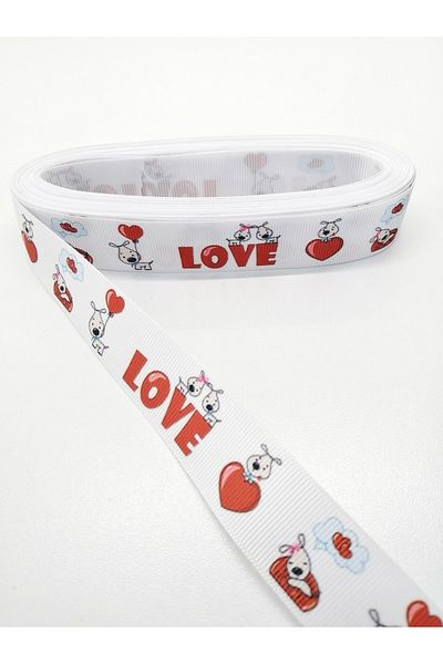 Hobigram Love Patterned Grosgrain Ribbon 2,5 cm 3 Yards – Κορδέλα, Κομψό Σχέδιο, Γυναικείο Αξεσουάρ